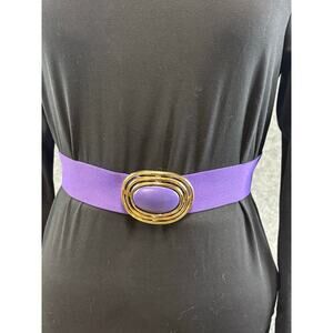 Vintage Day Lor Purple / Gold belt Oval Buckle with Leather accent Sz 30/32